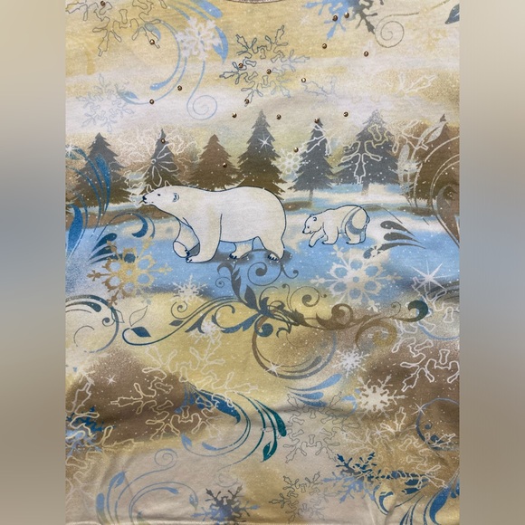 Vintage Kmart! Polar Bear & Cub Winter Embellished Pullover Top 3X EUC! 0155 - Picture 8 of 10